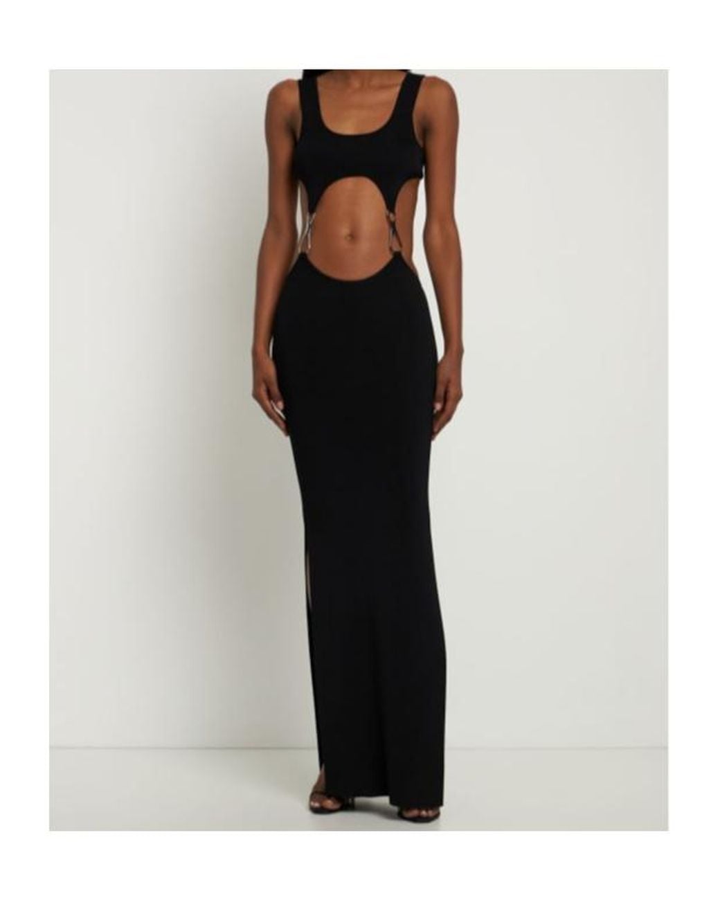 AYA MUSE Black Long Viscose Satin Dress