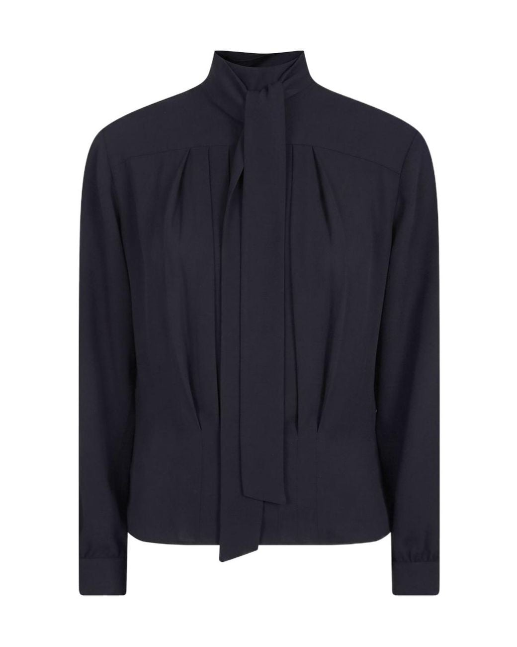 N°21 Blue Ruched Keyhole-Neck Blouse