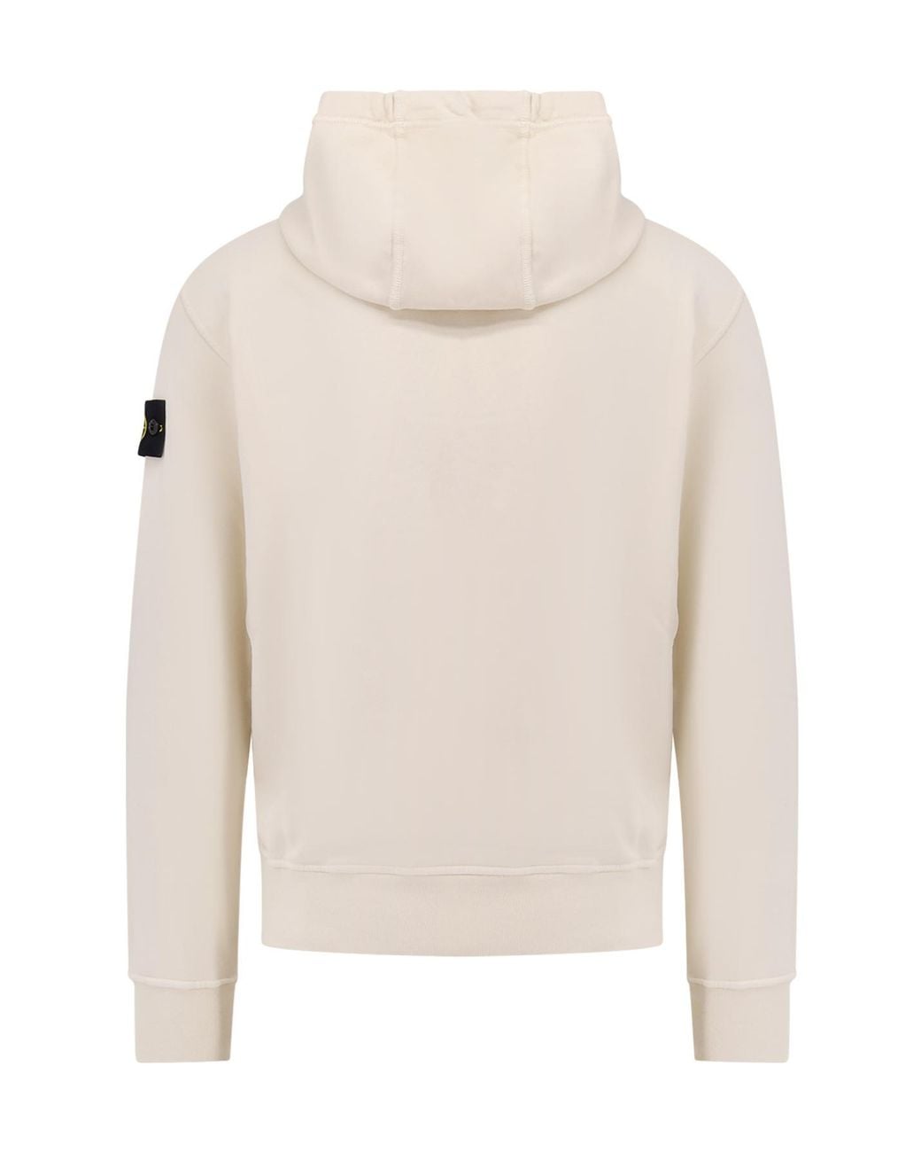 Stone Island White Logo Patch Drawstring Hoodie for men