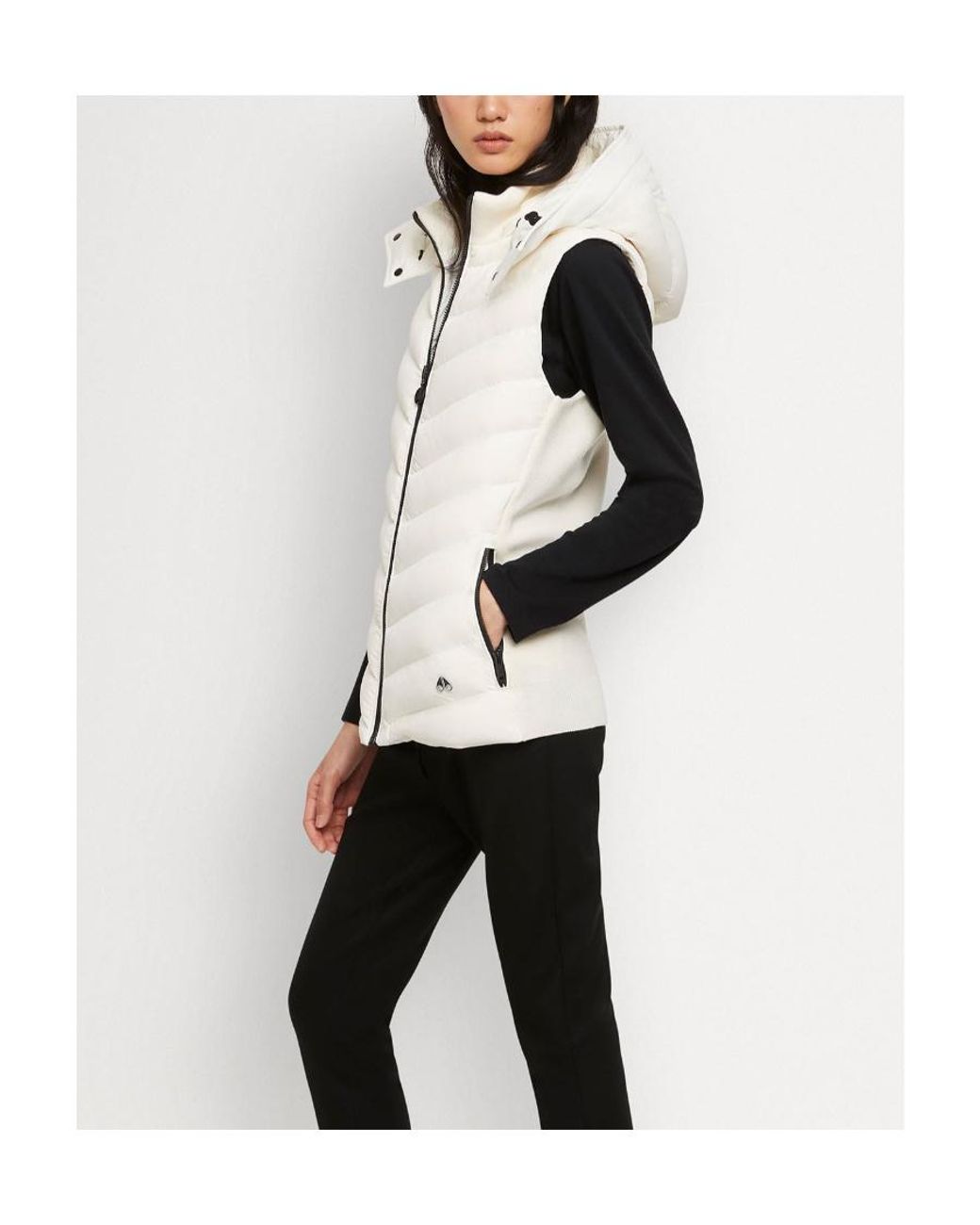 Moose Knuckles White Hooded Quilted Gilet