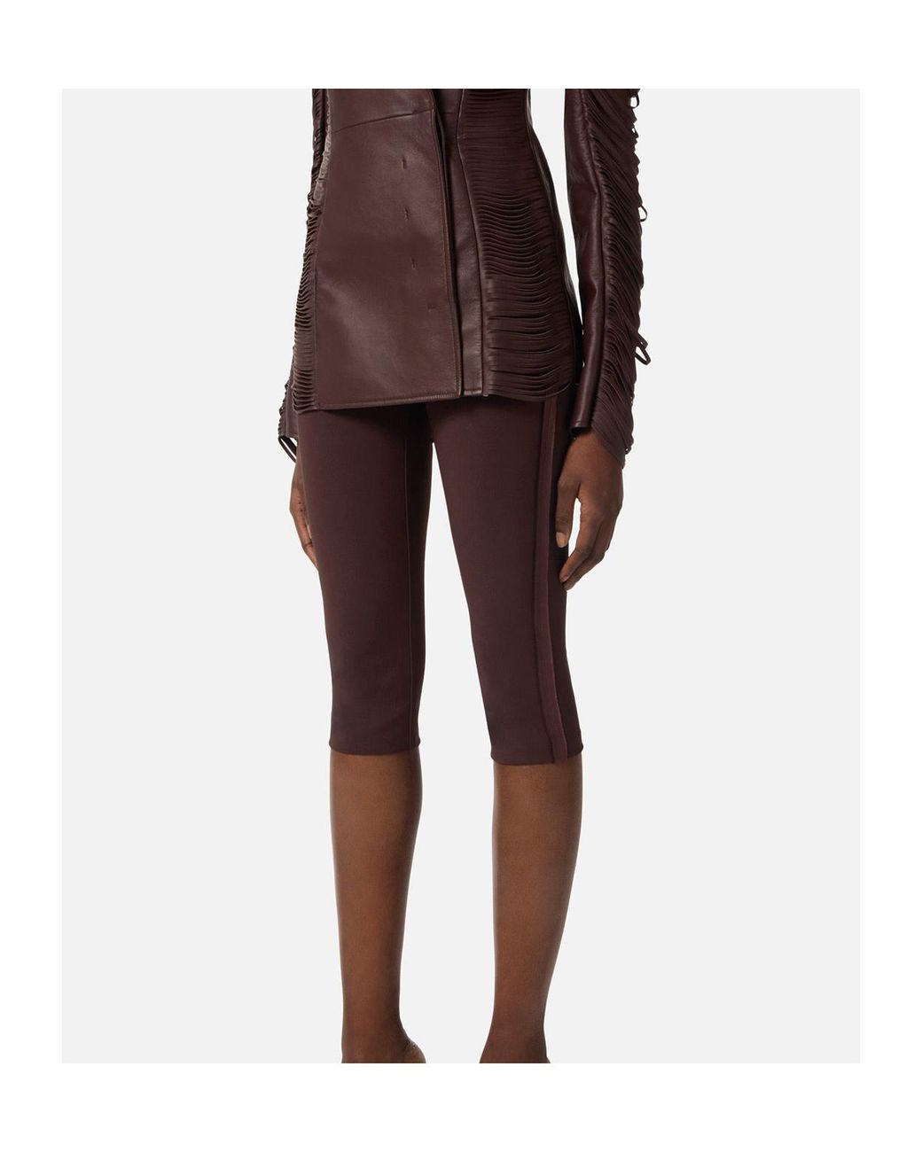 Elisabetta Franchi Brown Satin Insert Capri Trousers