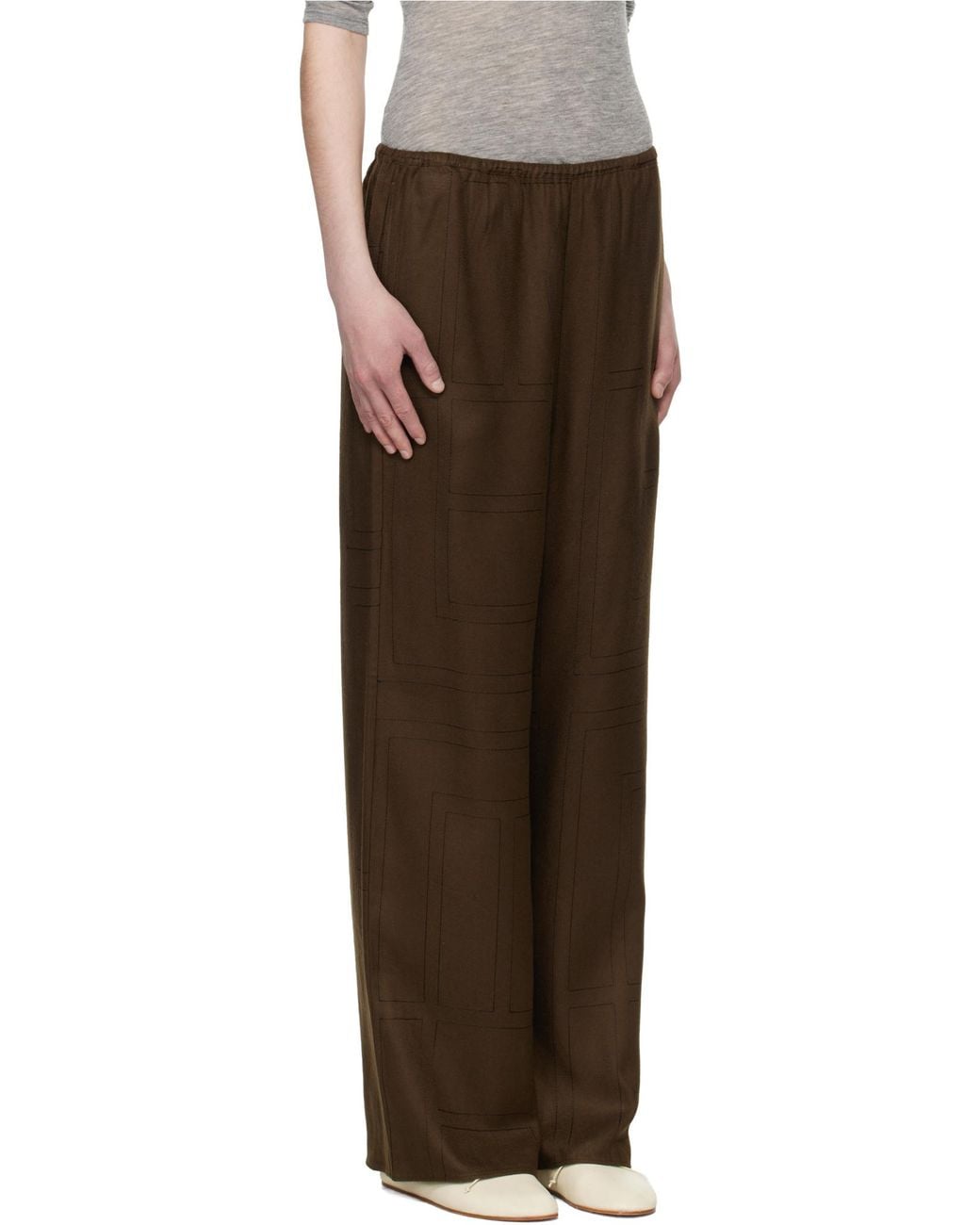 Totême  Brown Totême Monogram Flannel Straight Leg Trousers