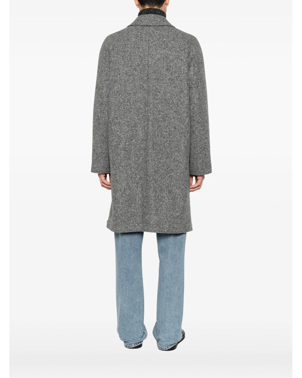 Eleventy Gray Button-Fastening Wool-Blend Coat for men
