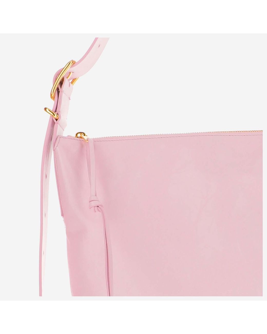 Jil Sander Pink Crinkled-Finish Zip-Up Medium Shoulder Bag
