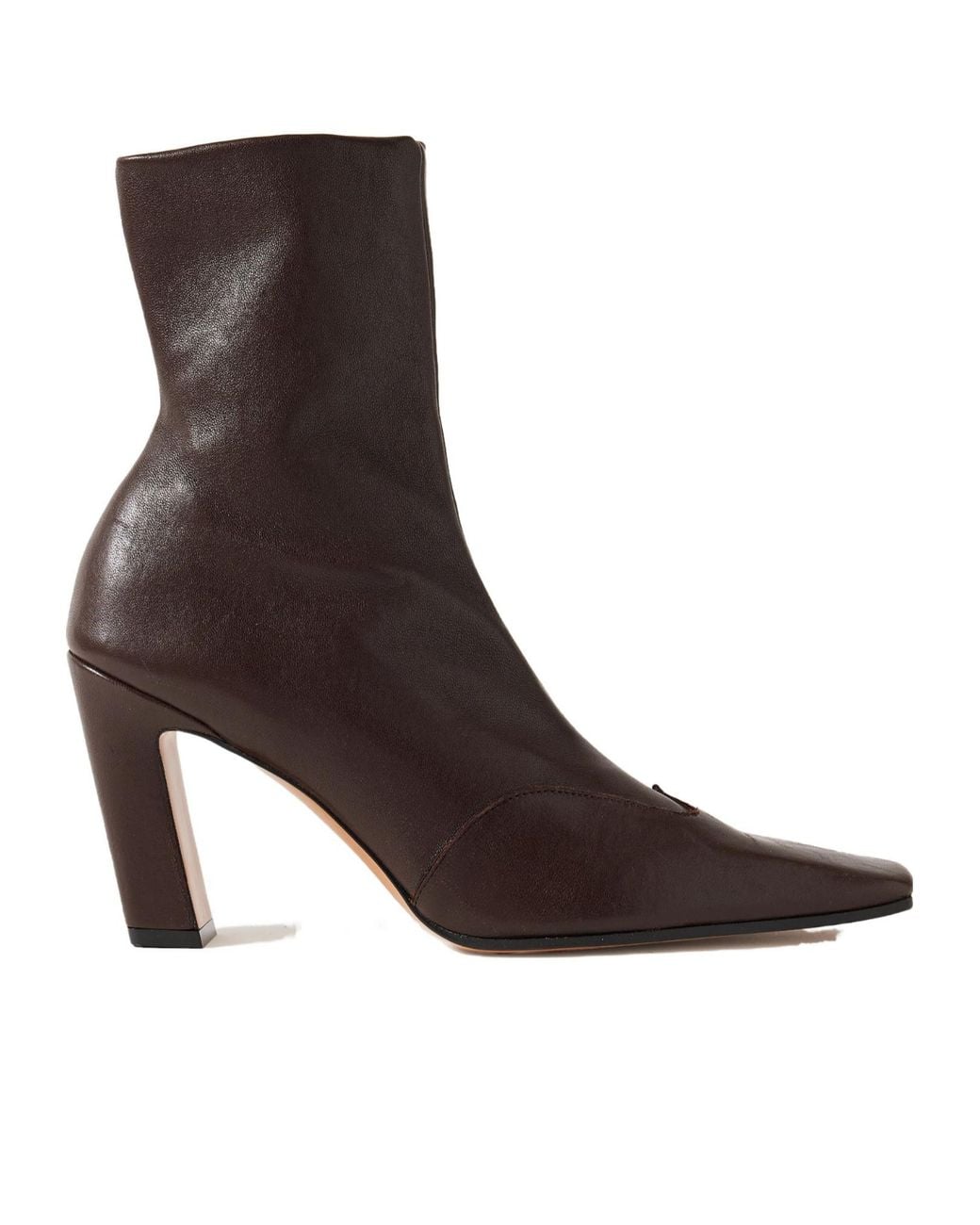 Khaite Brown Leather Ankle Boots