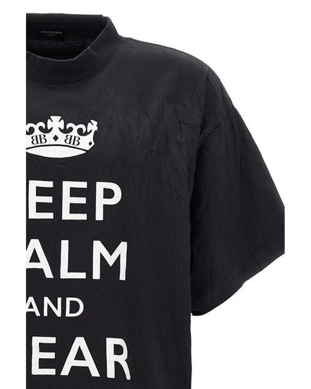 Balenciaga Black Keep Calm Washed Oversized T-Shirt for men
