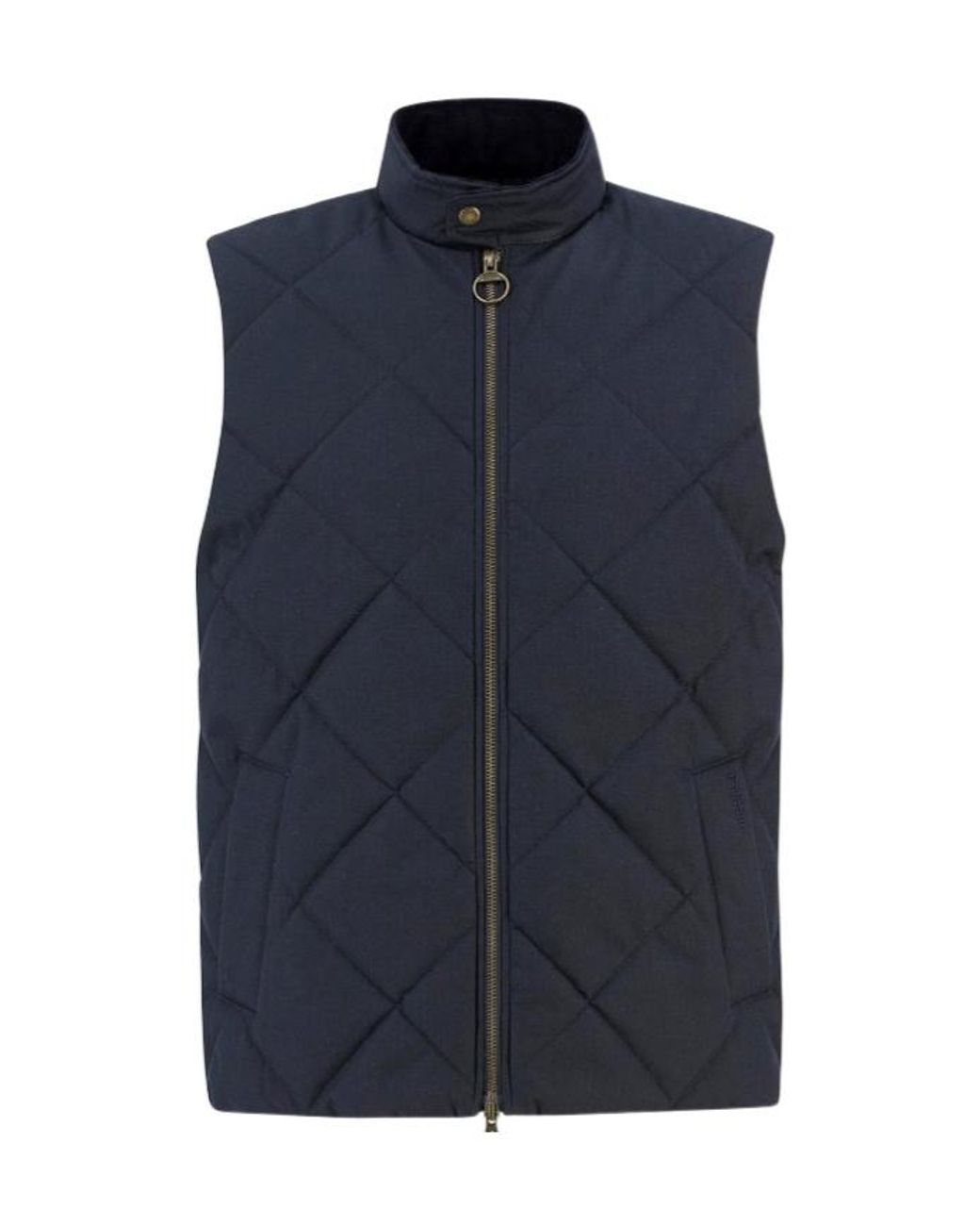 Barbour Blue Stand-Up Collar Zip-Up Vest for men