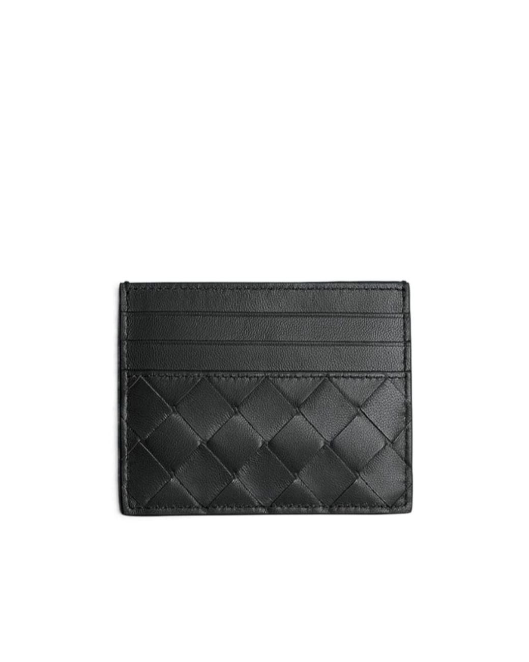 Bottega Veneta Black Intrecciato Credit Card Case
