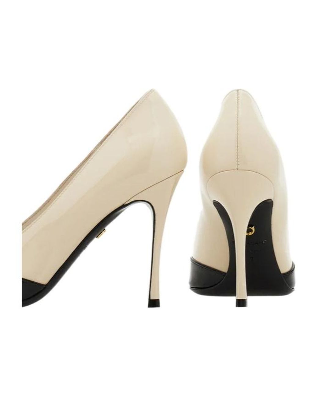 Ferragamo White Bicolor Pump