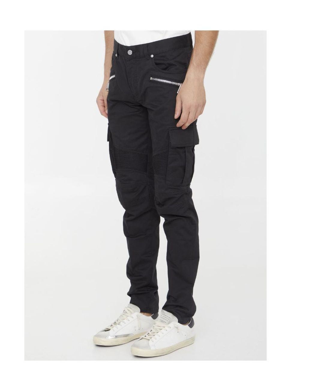 Balmain Black Zip Detailed Tapered-Leg Pants for men