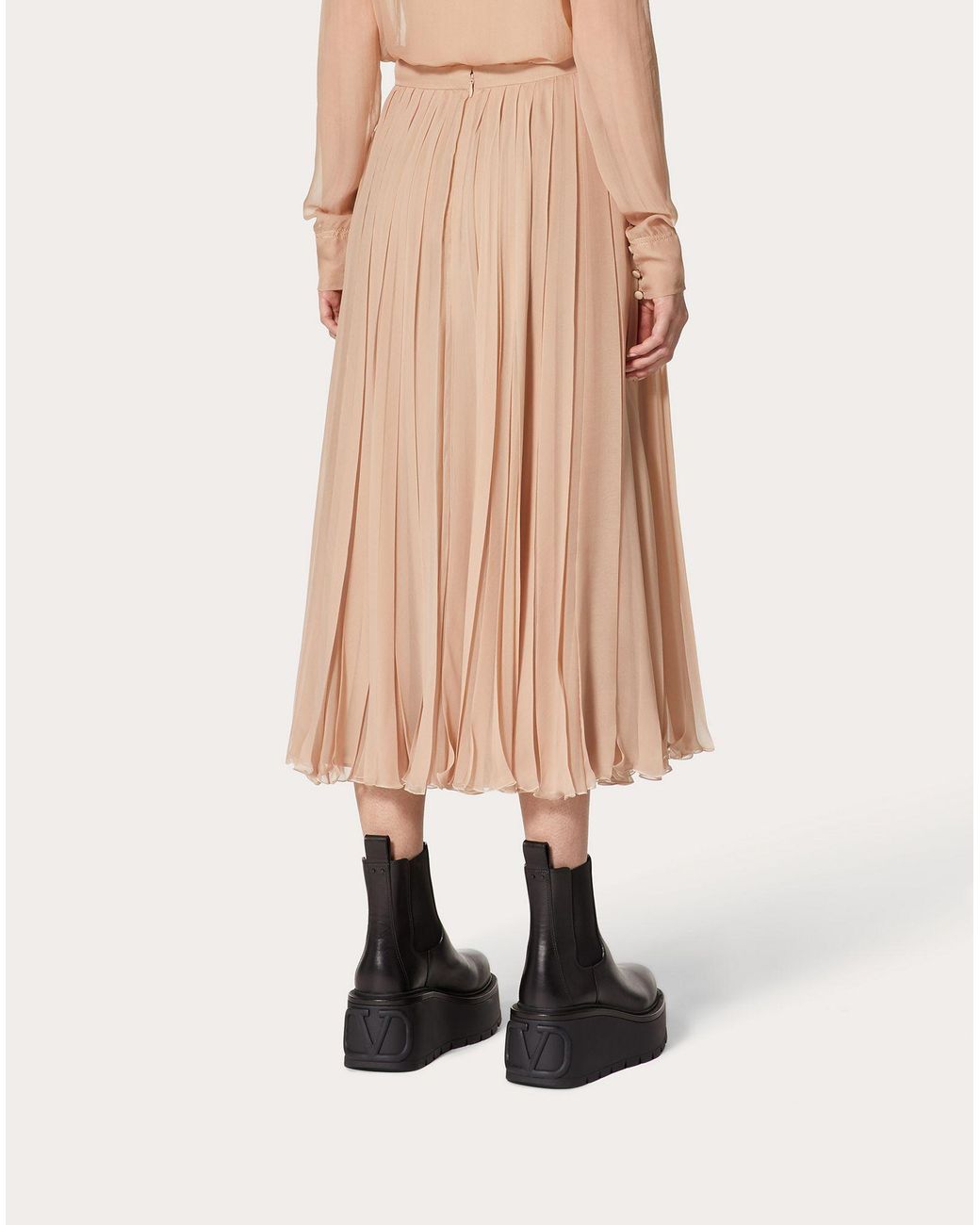 Valentino Natural Pleated Mid-Length Skirt