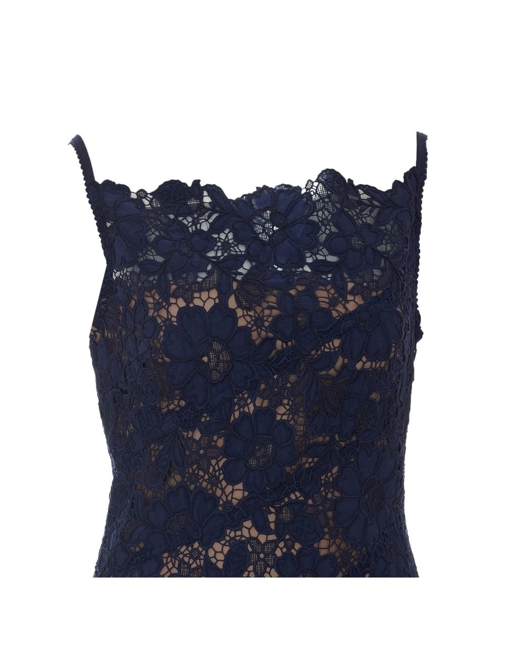 Self-Portrait Blue Spiral Lace Midi Dress