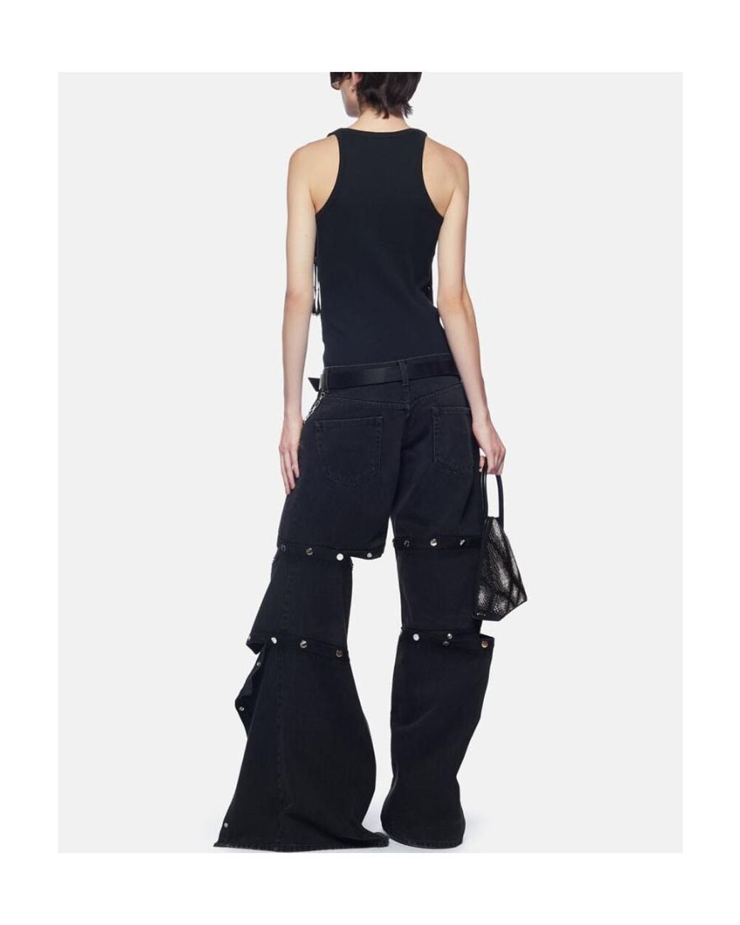 The Attico Black The Logo Patch Ribbed Tank Top