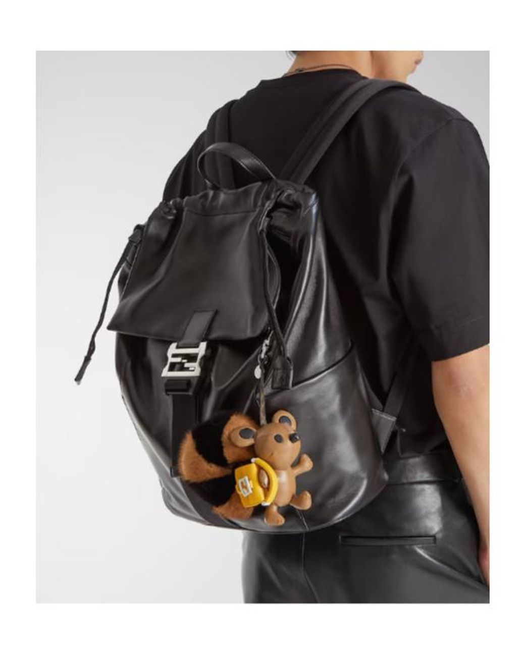 Fendi Black Flux Ff Buckle Backpack for men