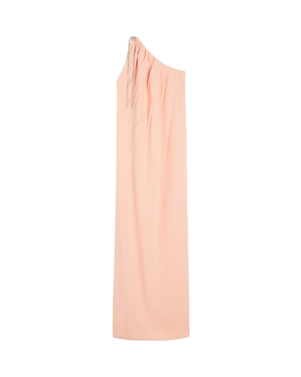 Max Mara Pink Pontida Pleated One-Shoulder Dress