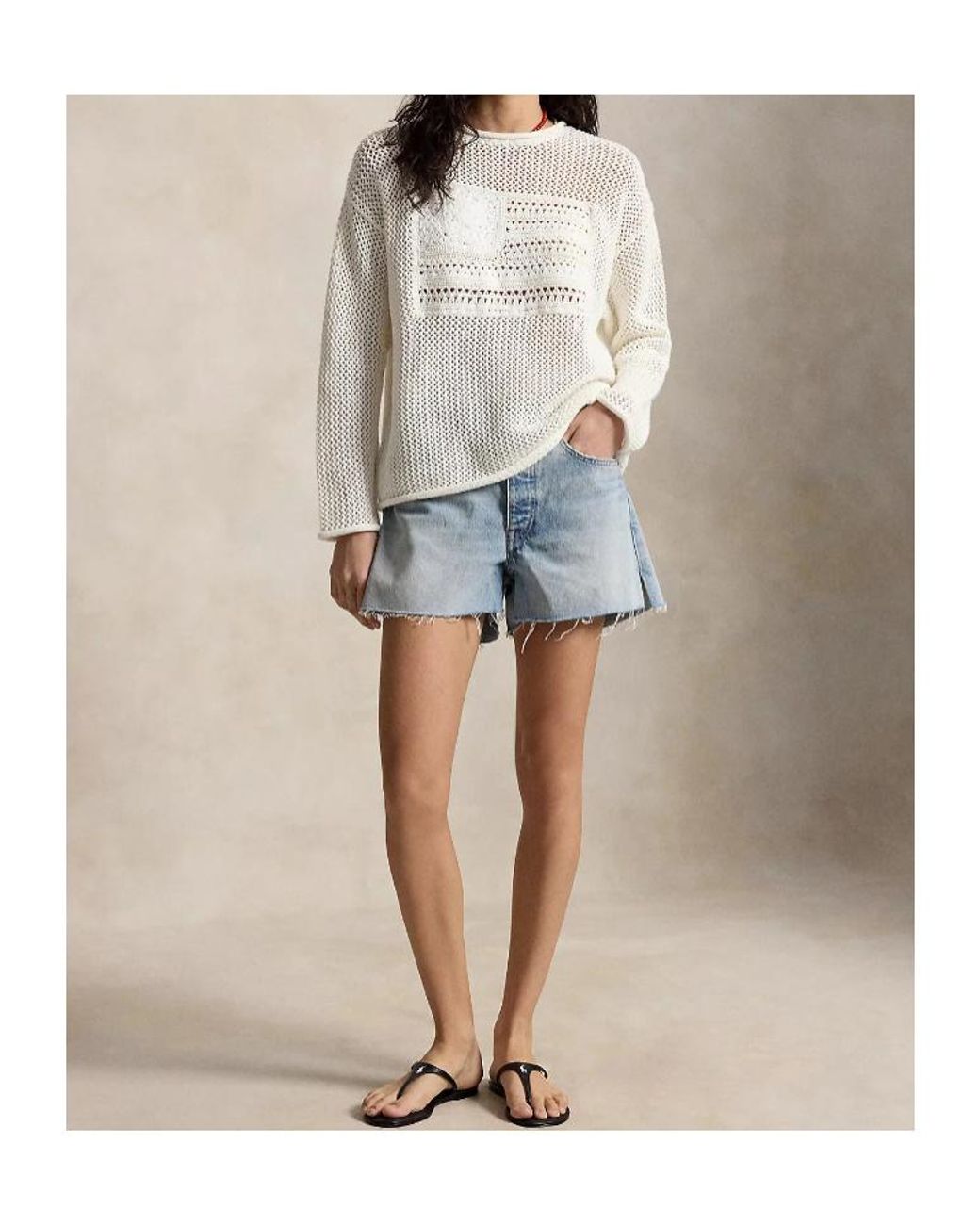 Polo Ralph Lauren White Flag Intarsia Knitted Sweater