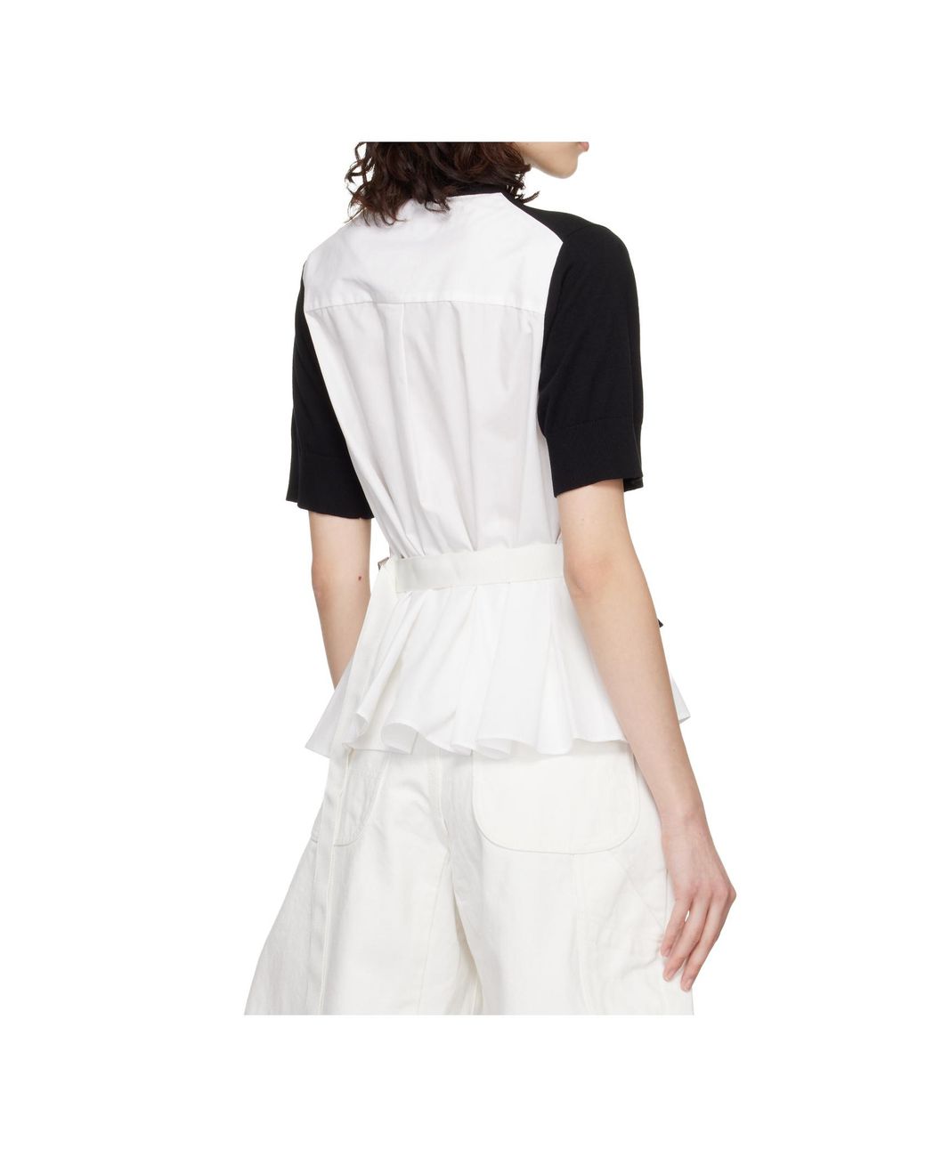 Sacai Black Contrast Panel Knitted Top