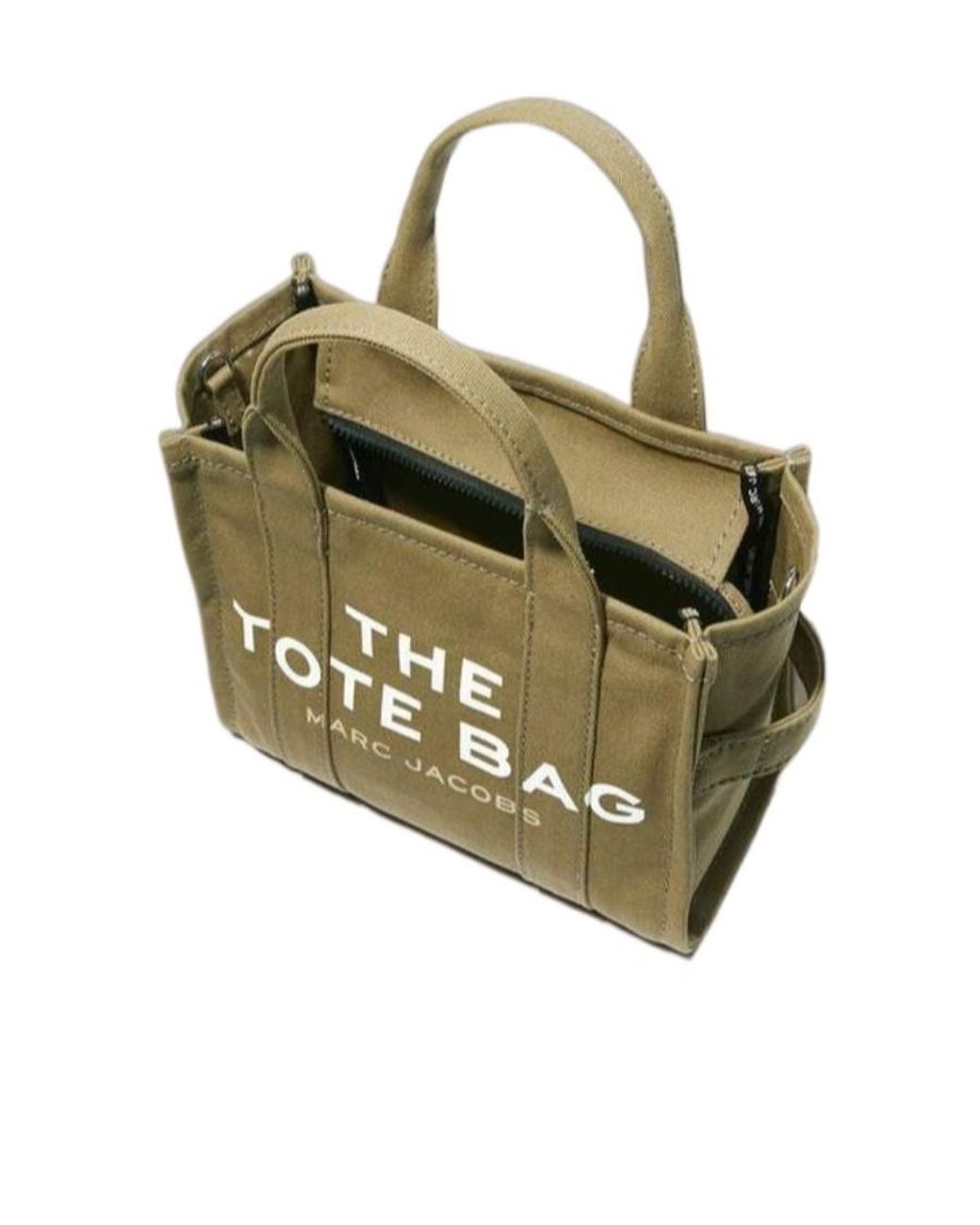 Marc Jacobs Green Logo Printed Zip-Up Small Tote Bag