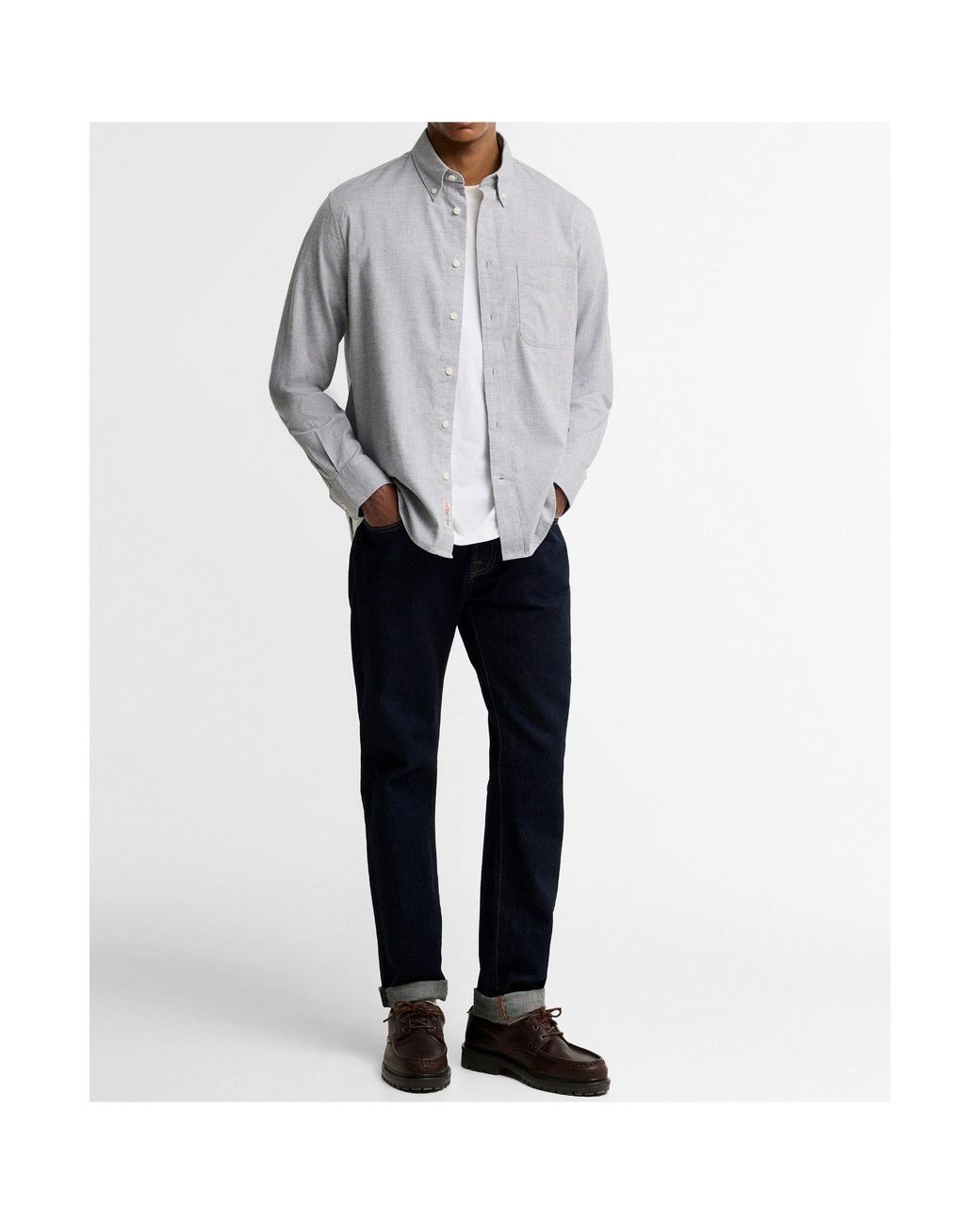Barbour Gray Button-Down Long Sleeve Shirt for men