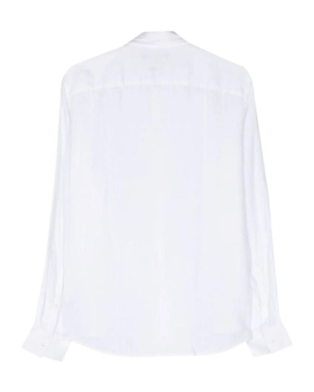 Michael Kors White Slub-Texture Curved Hem Shirt for men