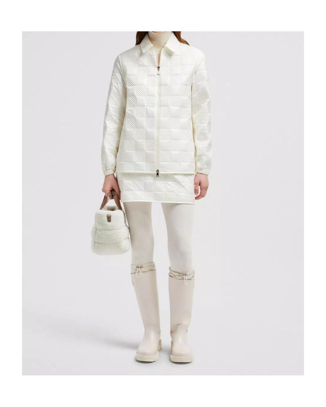 Moncler White Zip-Up Padded Jacket