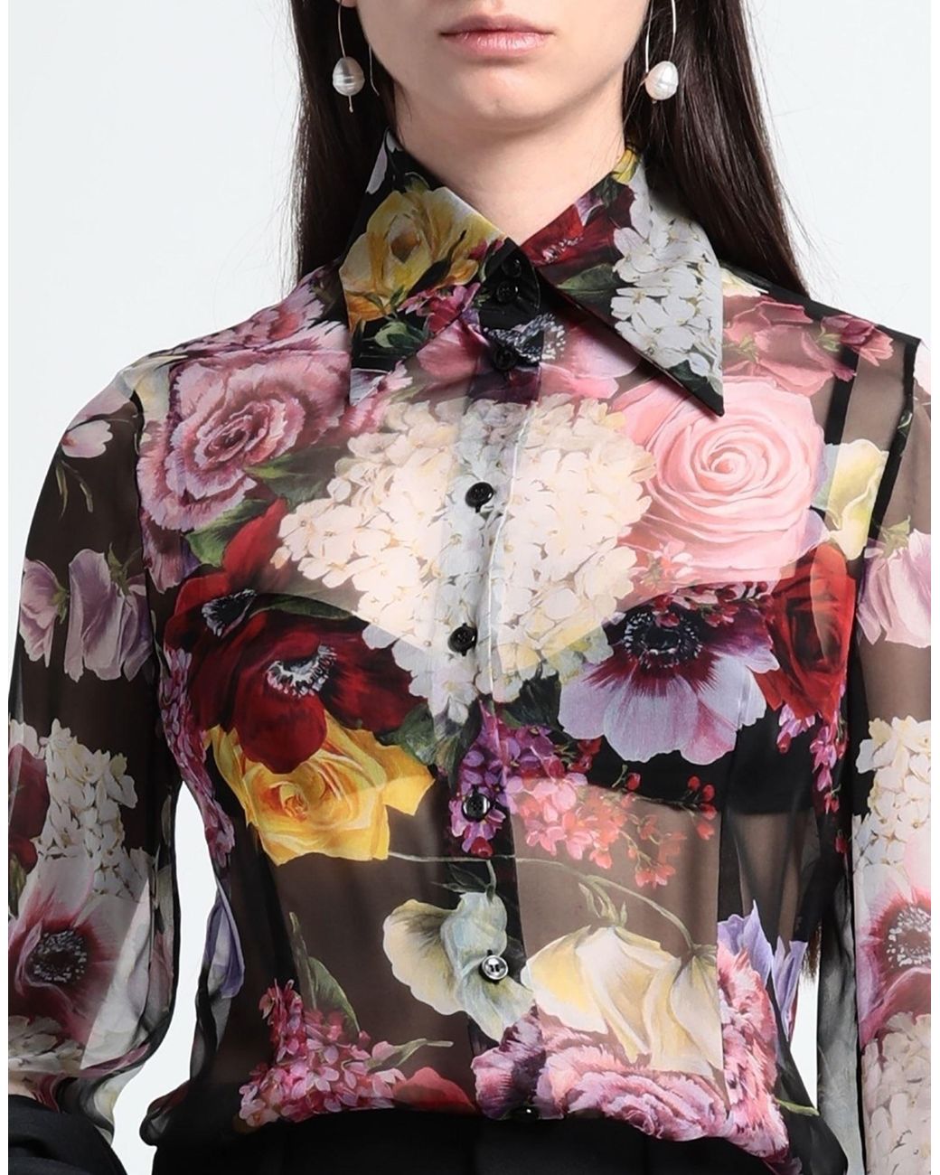 Dolce & Gabbana Purple Floral-Print Blouses