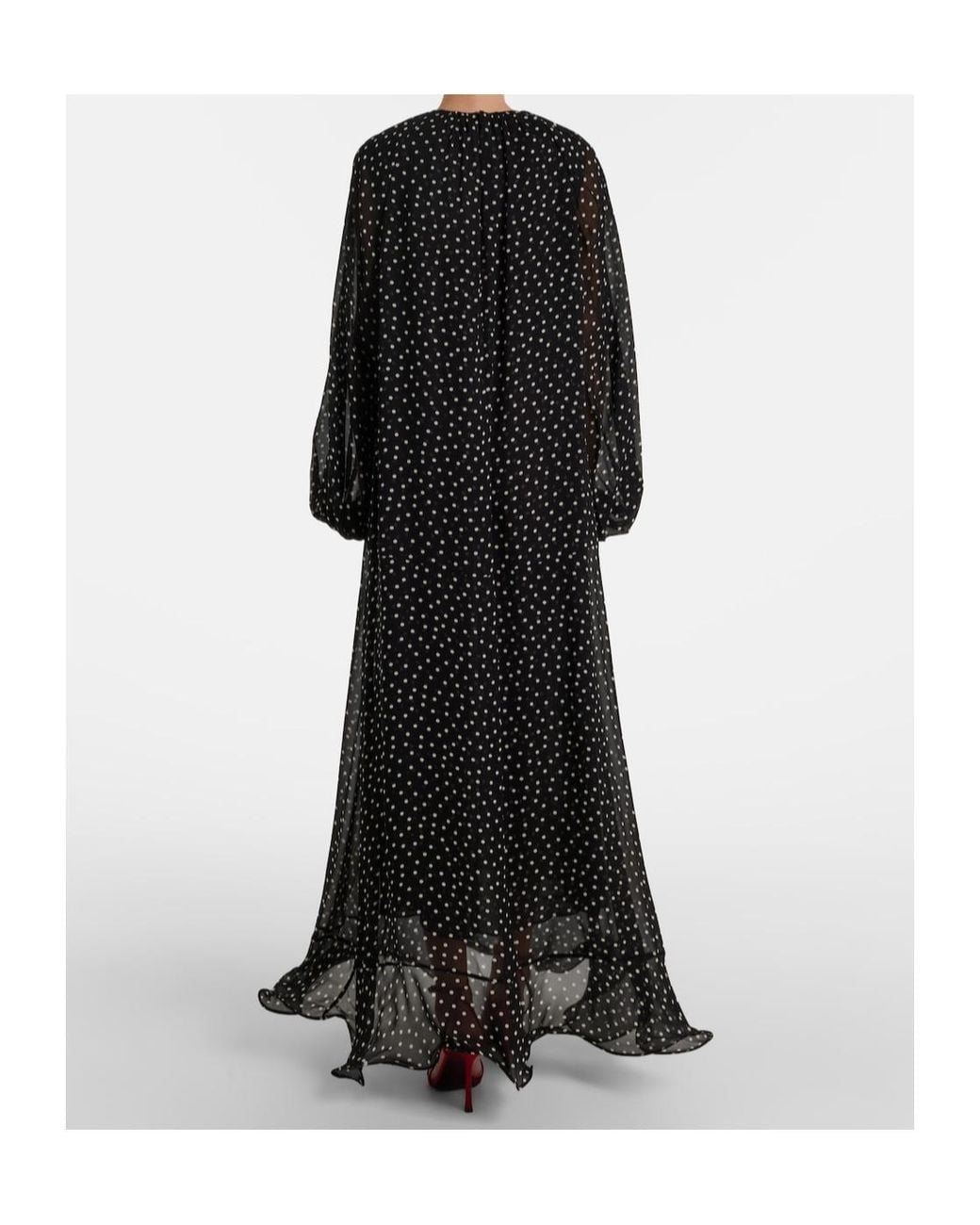 Dorothee Schumacher Black Dancing Dots Polka-Dot Maxi Dress