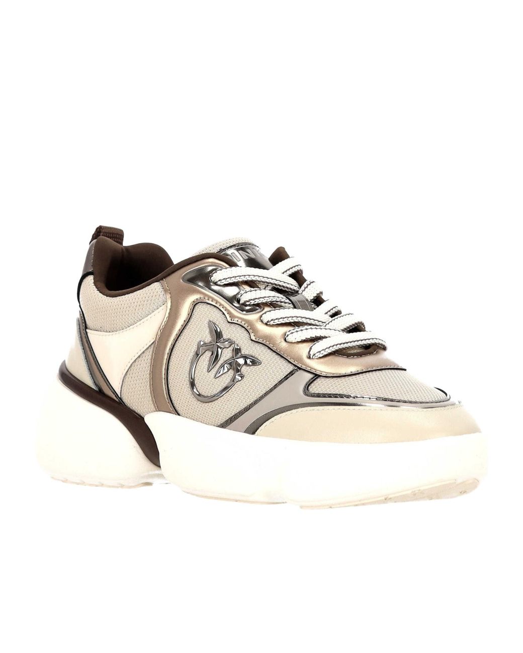 Pinko White Love Birds Panelled Sneakers