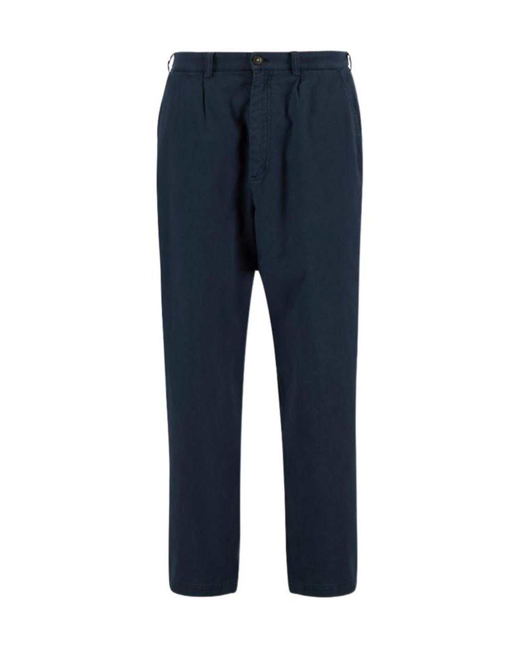 Barbour Blue Cotton Linen Relaxed Trouser for men