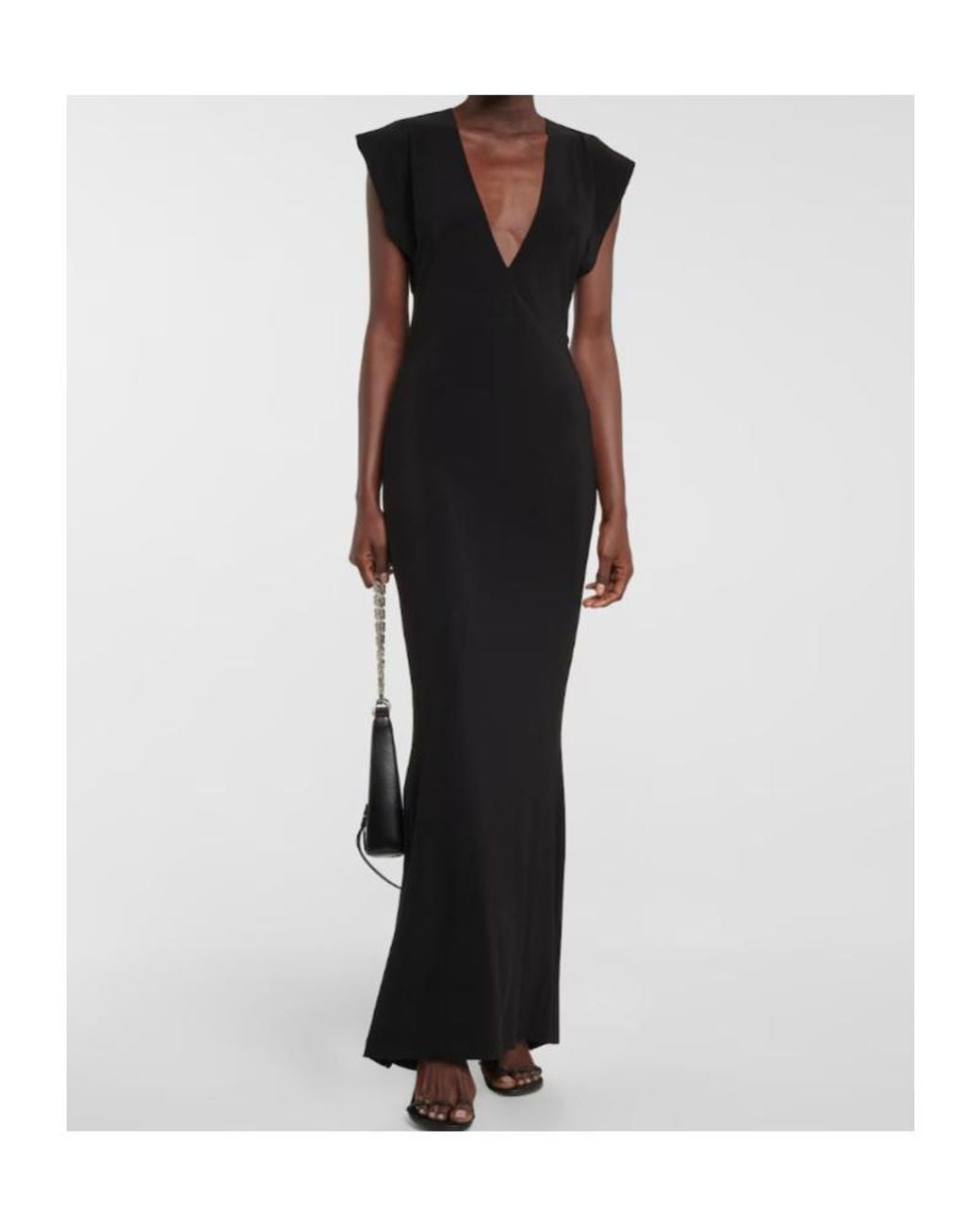 Norma Kamali Black V-Neck Maxi Gown