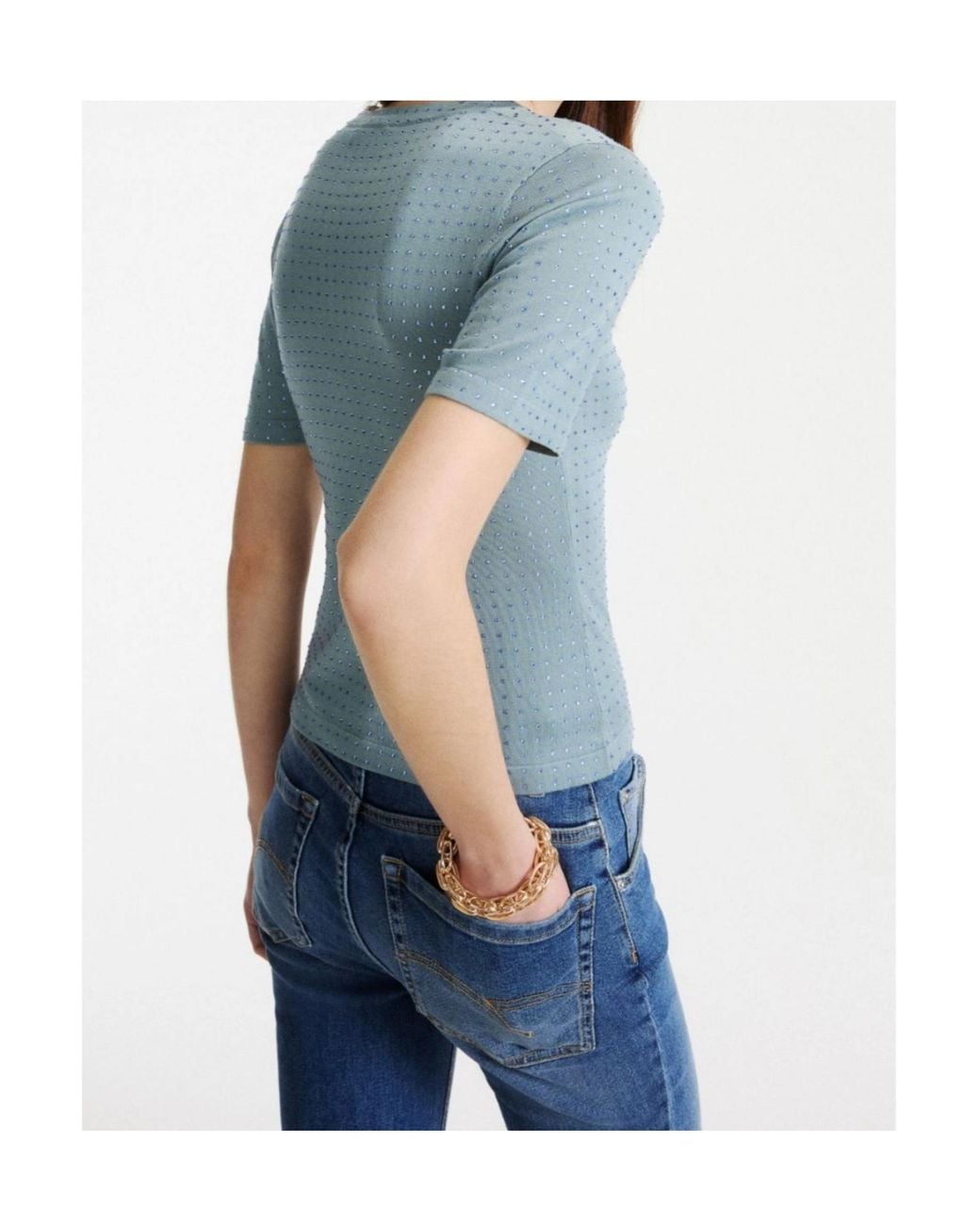 Marella Blue Rhinestone-Embellished T-Shirt