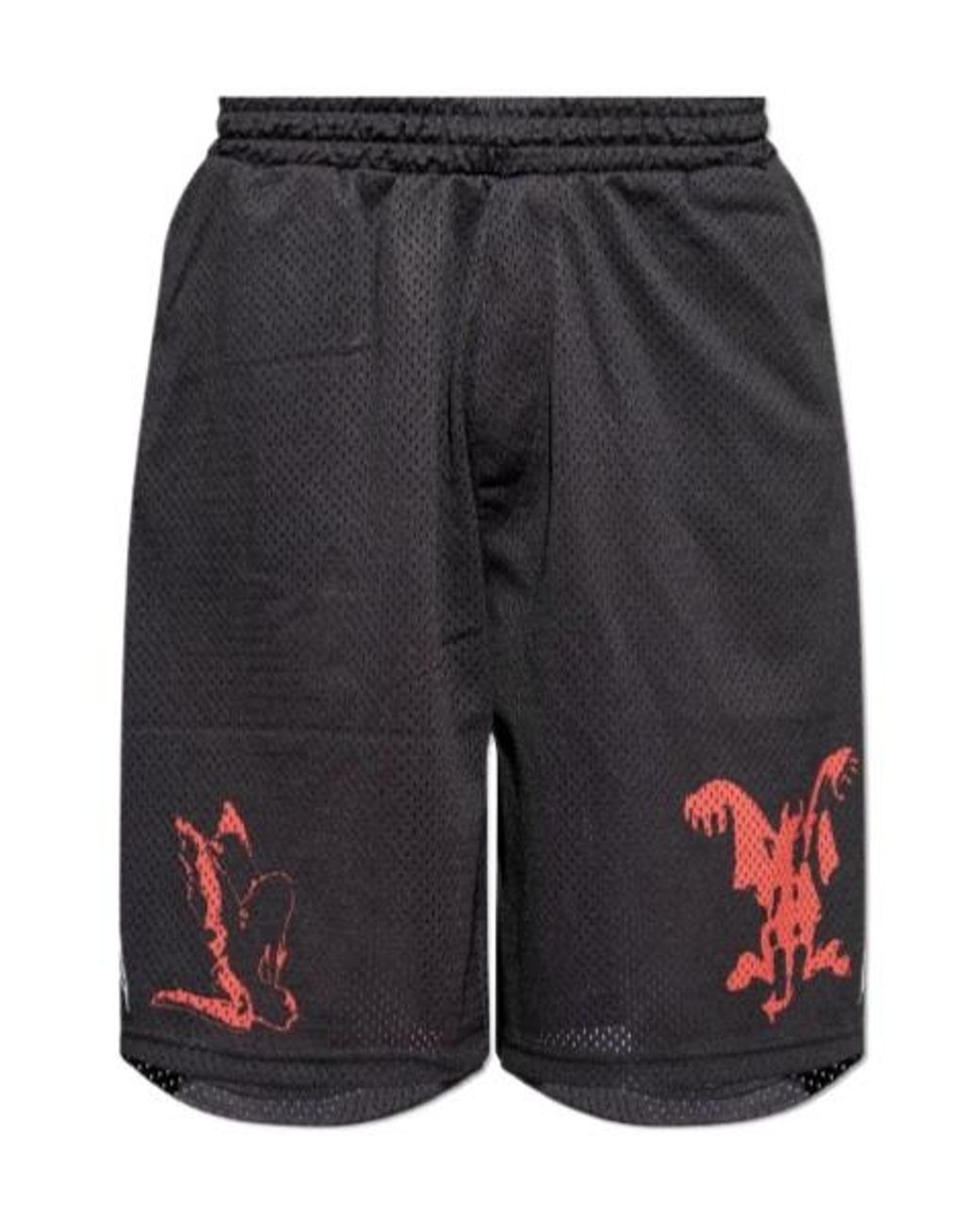 44 Label Group Black Perforated Elastic Waist Shorts for men