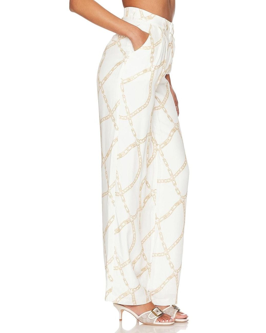 Anine Bing White Chain Link-Print Trousers