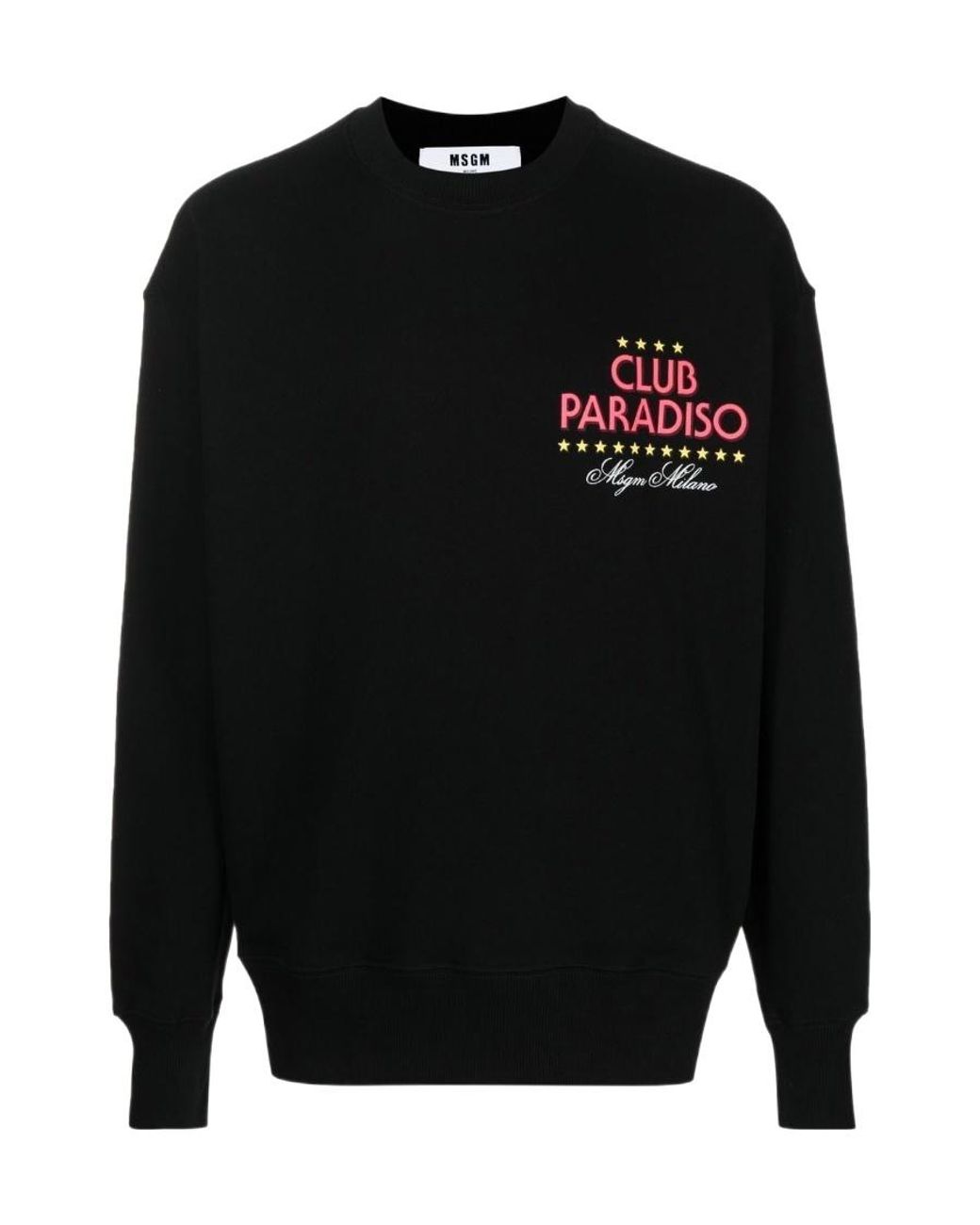 MSGM Black Graphic Printed Crewneck Sweatshirt for men