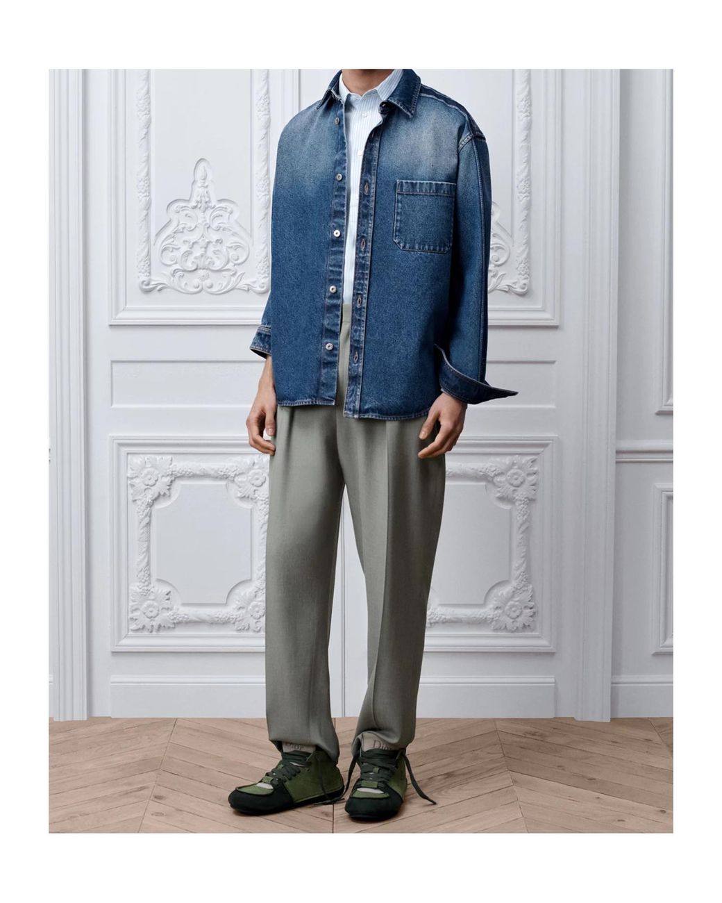 Dior Gray Pleated Tailored Pants for men