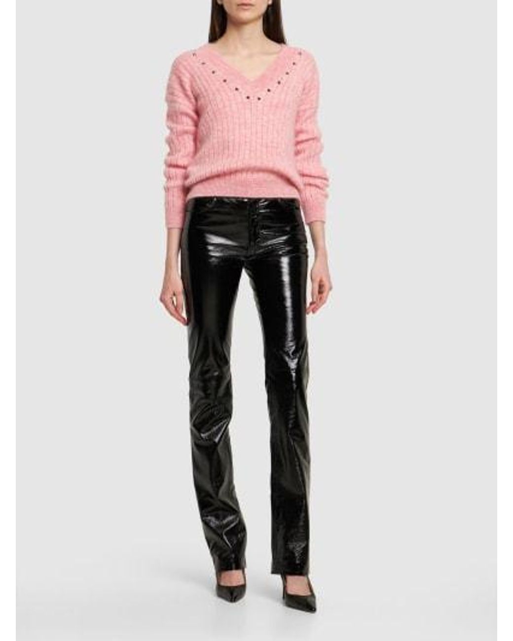 Alessandra Rich Pink Rib Long-Sleeved Sweater