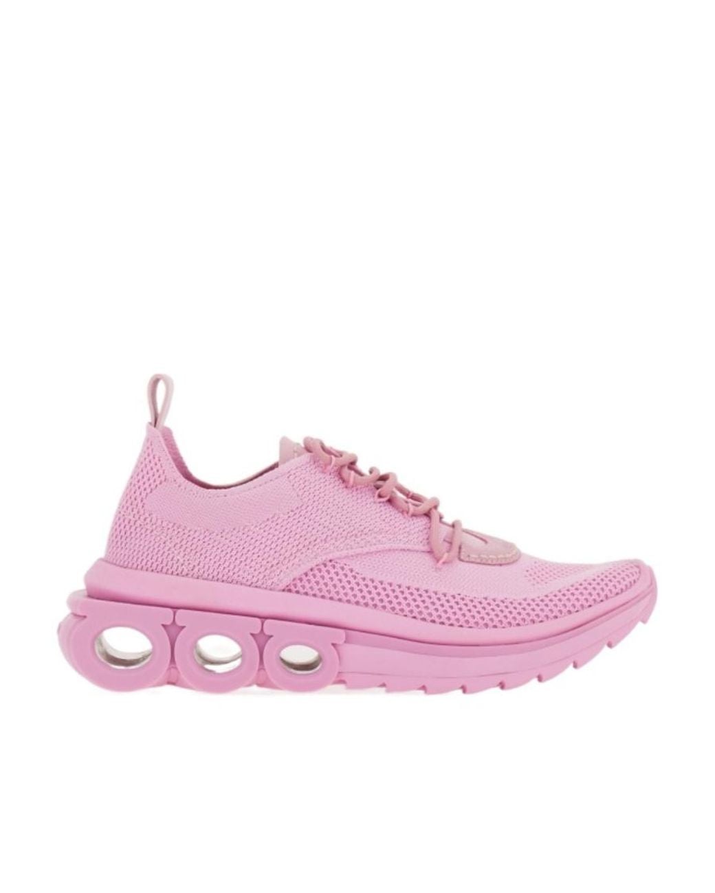 Ferragamo Pink Ferragamo Gancini Lace-Up Sneakers