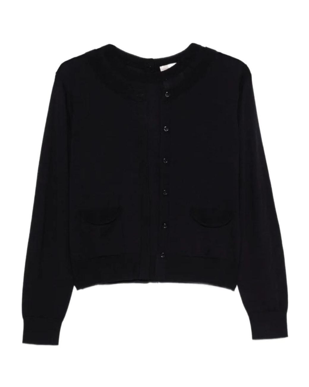 Semicouture Black Single-Breasted Long-Sleeve Knit Top