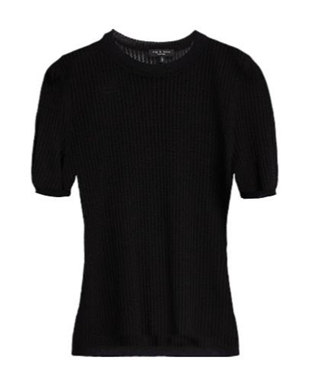 Rag & Bone Black Solid-Color Knitted Short-Sleeved Shirt