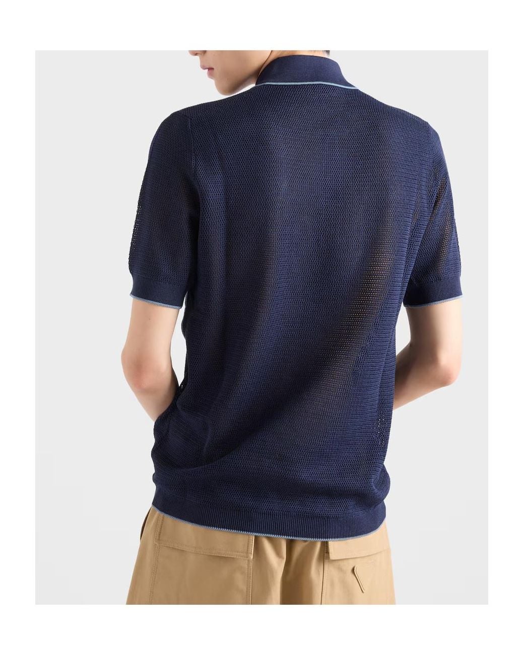 Prada Blue Buttoned Short-Sleeve Polo Shirt for men