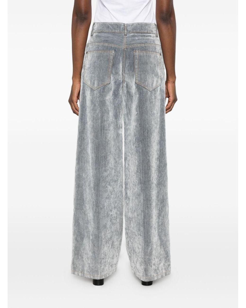 Forte_forte Gray Flocked Wide-Leg Jeans