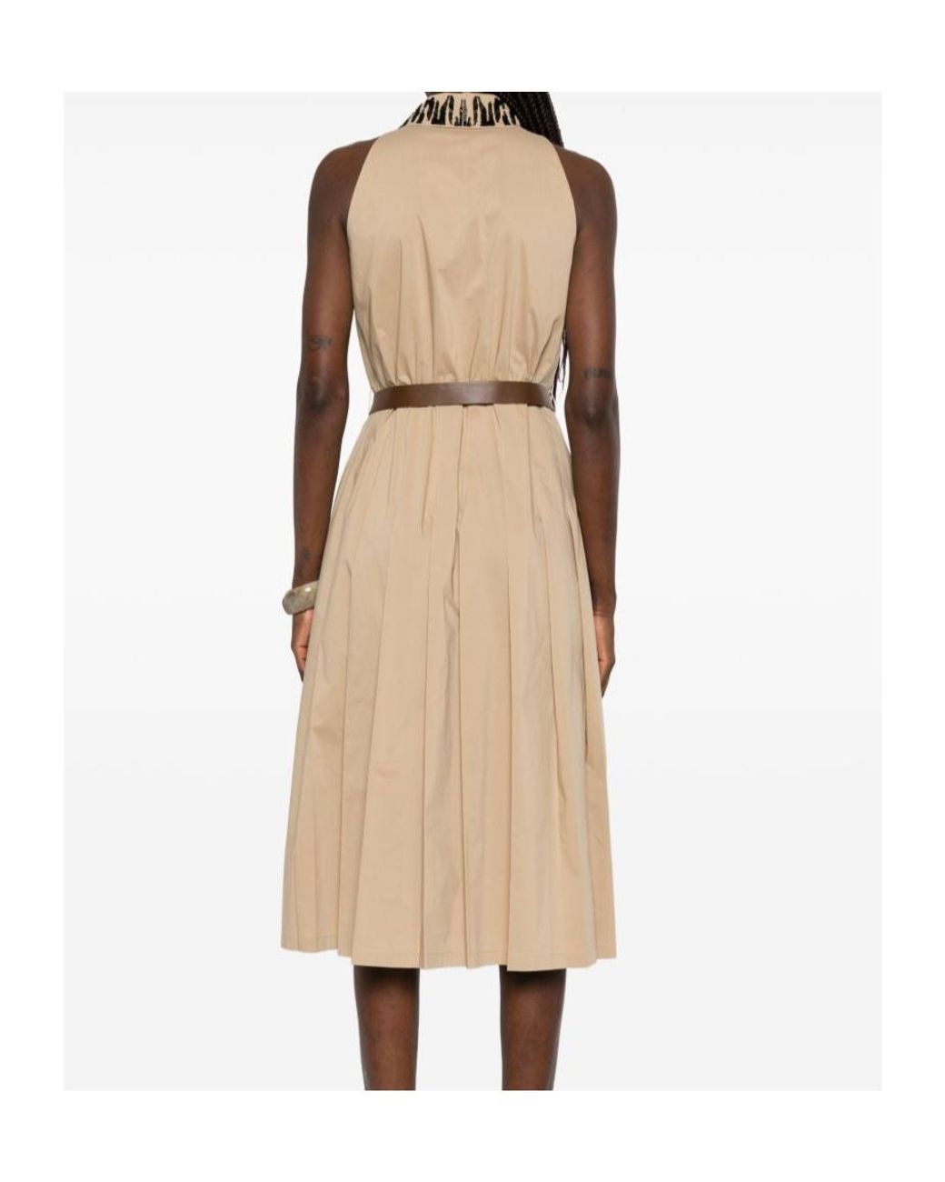 Max Mara Natural Beaded Collared Dress
