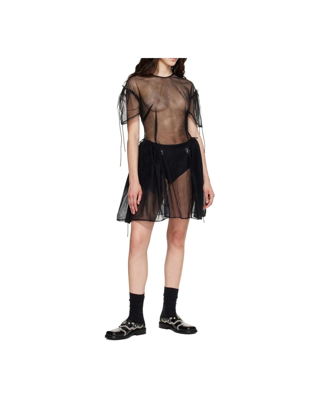 Simone Rocha Black Puff-Sleeve Mini Dress