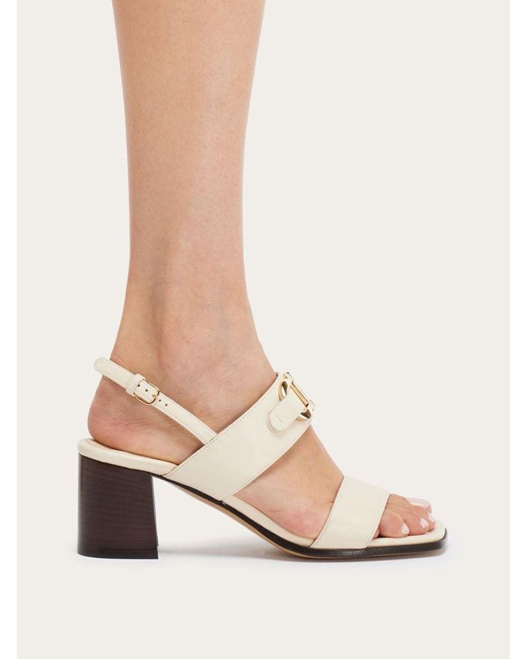 Ferragamo White Lou 55mm Leather Slingback Sandals