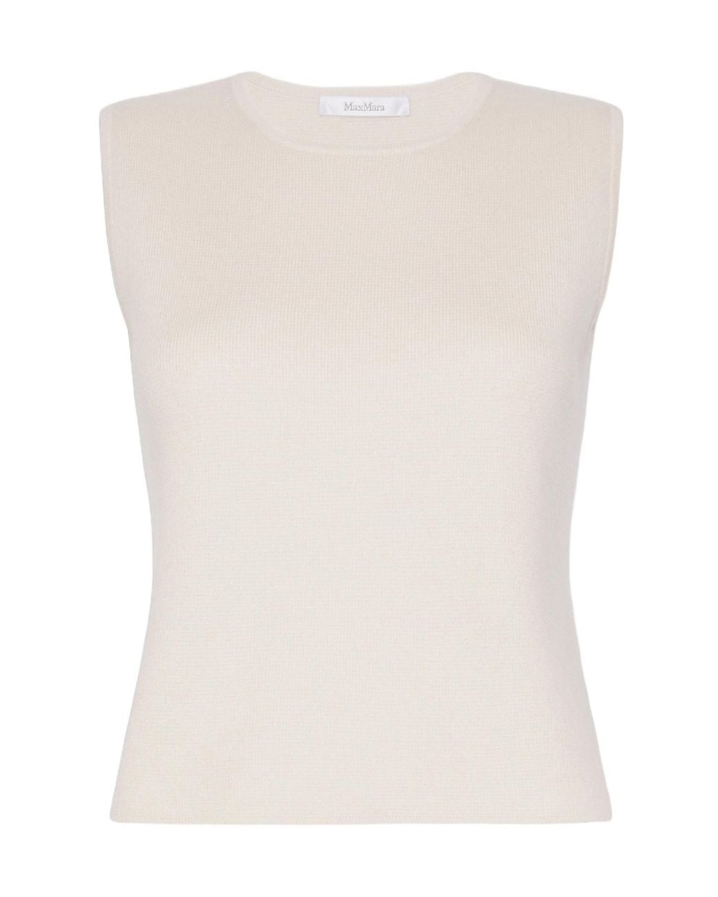 Max Mara White Sleeveless Wool And Cashmere Sweater