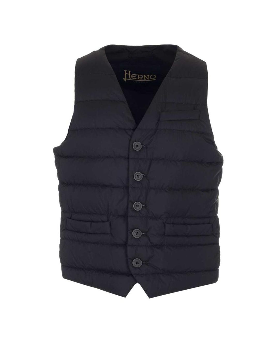 Herno Blue Padded Button-Up Gilet for men