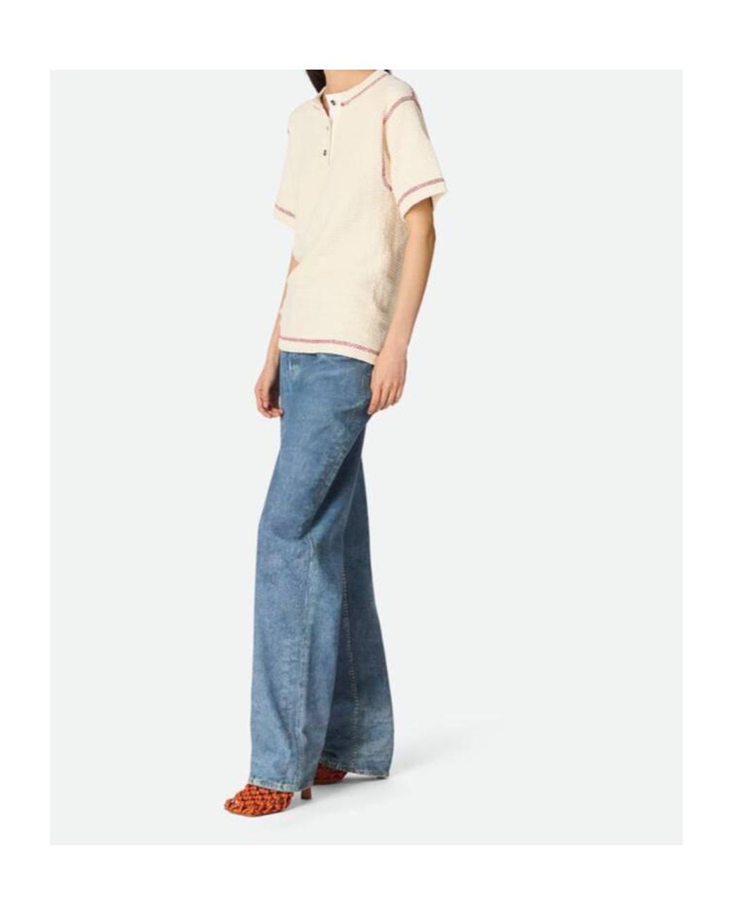 Bottega Veneta White Cotton Waffle T-Shirt