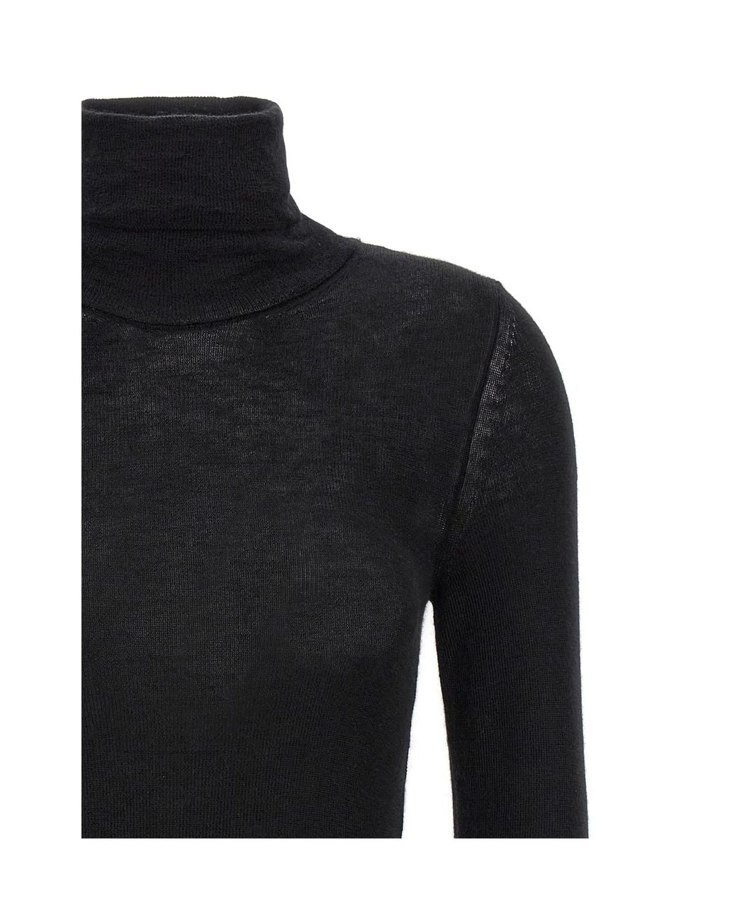 Tom Ford Black Compact Fine Knit Turtleneck Top