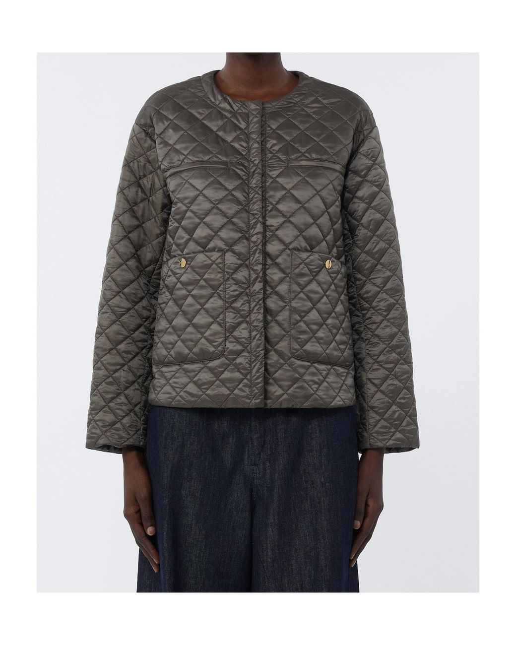 Max Mara Gray Long-Sleeved Padded Jacket
