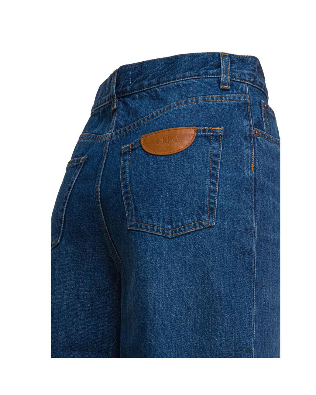 Chloé Blue Chloé Logo Patch Wide-Leg Jeans